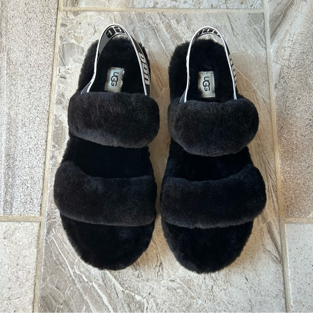 NWOB UGG Women’s Oh Yeah Black Slide Slipper, Size 10